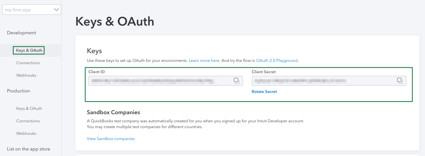 Keys and OAuth Keys and OAuth